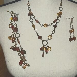 Bronze Necklace, bracelet,  earrings set